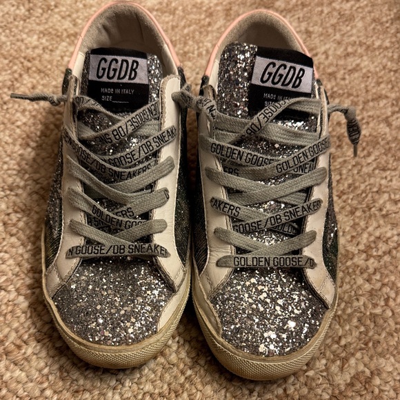 Golden Goose Glitter Low-Top Sneakers in Silver